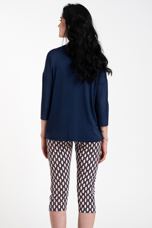 Nocna piżama Italian Fashion Milda r.3/4 sp.3/4 granat/druk