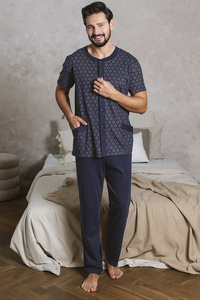 Italian Fashion Ricardo kr.r. dł.sp. Nocna piżama, druk/granat