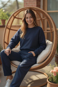 Vivisence 9004 bluza nierozpinana z okrągłym dekoltem granatowy
