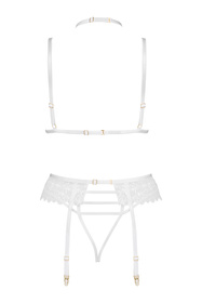 Komplet biustonosz + stringi + pas do pończoch Beauty Night Noemi set BN6724 white