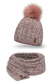 Komplet czapka+szalik Vivisence 7086Kmpl różowy