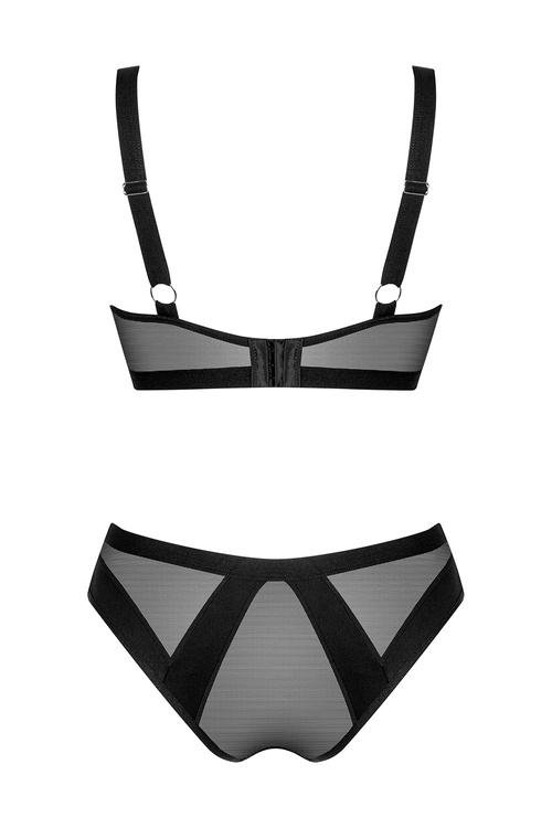 Nocna komplet biustonosz + figi Obsessive Chic Amoria 2-pcs set czarny