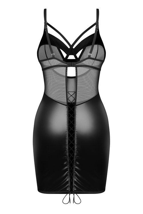 Komplet koszulka + stringi Obsessive Dominna chemise & thong black