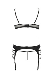 Nocna komplet biustonosz + stringi + pas do pończoch Avanua Quella set black 