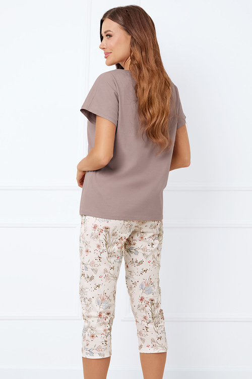 Piżama Italian Fashion Solita kr.r. sp.3/4 cappuccino/druk