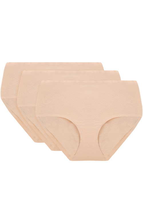 Vivisence 4013 3-pack Majtki wysokie figi, beżowy