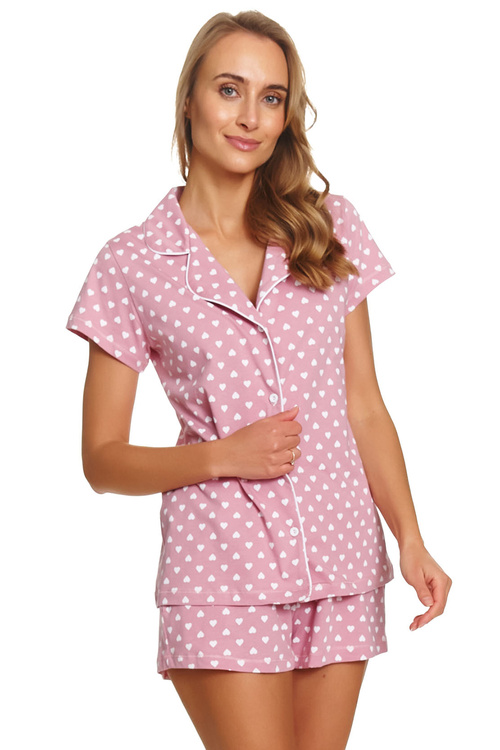Doctor Nap PM.7458 piżama damska koszulowa z guzikami hearts