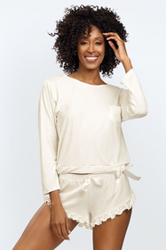 Nocna komplet koszulka + szorty Dkaren Ronnie ecru