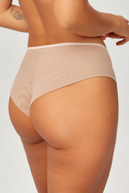 Azal Sara brazyliany z wysokim stanem, koronkowe wstawki beżowy