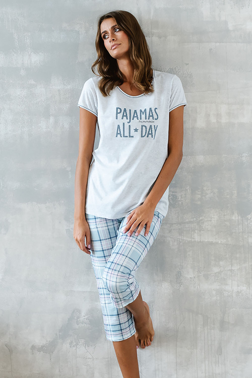 Nocna piżama Italian Fashion Glamour kr.r. sp.3/4 j.melanż/druk