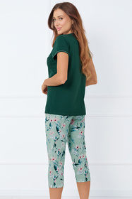 Piżama Italian Fashion Florisa kr.r. sp.3/4 c.zielony/druk