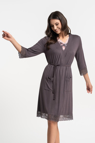 Moraj PDSZ4300-003 szlafrok krótki z rękawem 3/4 patt 1-taupe