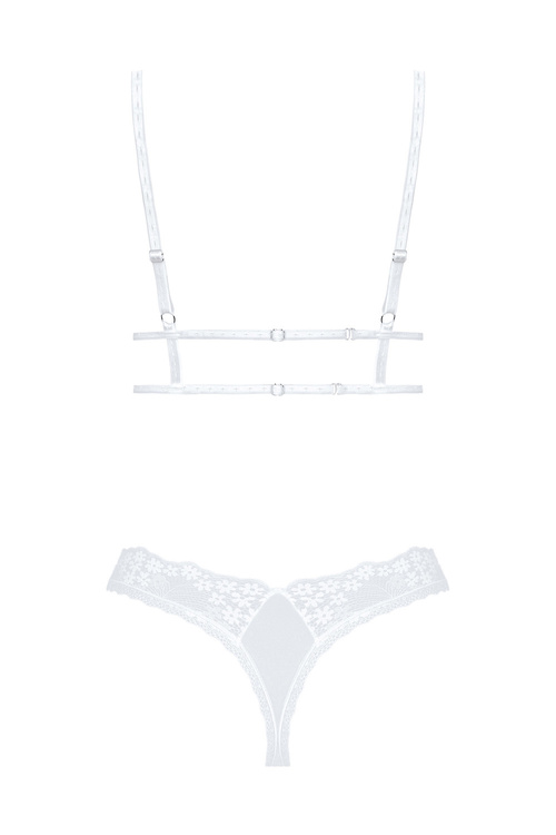 Nocna komplet biustonosz + stringi Obsessive Heavenlly 2-pcs set biały