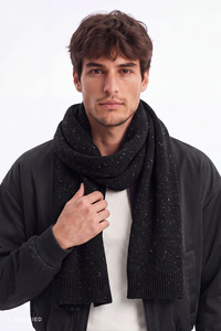 Vivisence MS7114 szalik męski z wełną merino, czarny