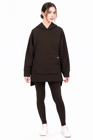 Vivisence 9207kmpl komplet bluza z kapturem, prążkowane legginsy brązowy