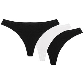 Wol-Bar Soft Simple 3-pak Majtki stringi, czarny-czarny-biały