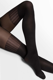 Fiore Pepita 40 DEN rajstopy z pepitkowym pasem, black