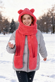 Nakrycie głowy kaptur Vivisence 70107 malinowy