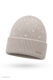 Vivisence 70133 czapka prążkowana z wełną merino i kaszmirem, beżowy
