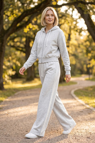Vivisence 9009 bluza rozpinana z kapturem krótki fason szary melanż