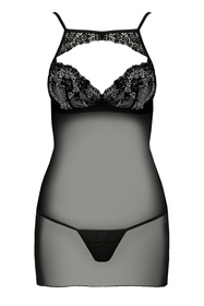 Passion Veronique chemise Nocna komplet koszulka + stringi, black
