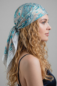 Vivisence S90-001 apaszka jedwabna paisley turkusowy/beżowy