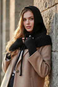 Rękawiczki dzianinowe Vivisence 7215 czarny