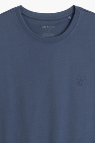 Atlantic NMP-404 piżama męska Peach Effect długi rękaw, niebieski/granat