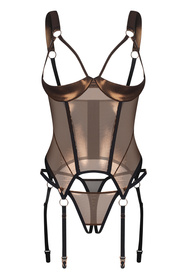 Gorset sexy Obsessive Soranna corset & crotchless thong black