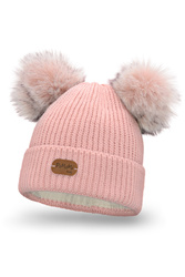 Pamami Kids 17223 czapka dla dziewczynki z podszewką pudrowy róż