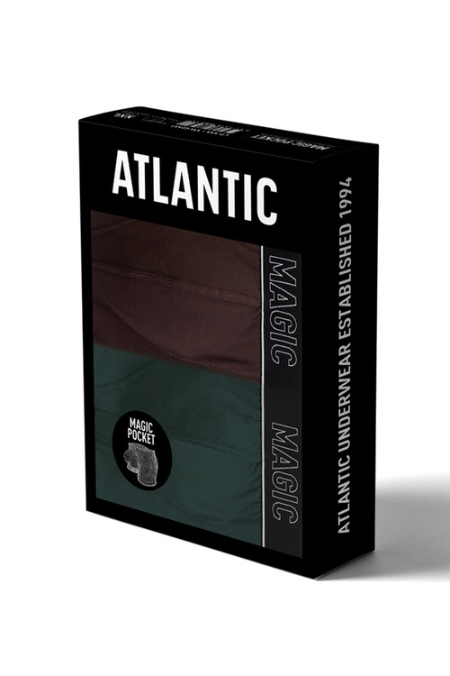 Atlantic 2MH-1200 bokserki 2-pack Magic Pocket dopasowane, zielony/brąz