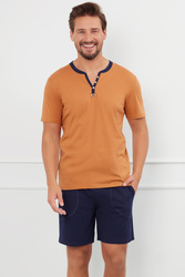 Piżama Italian Fashion Juliusz kr.r. kr.sp. koniak/granat
