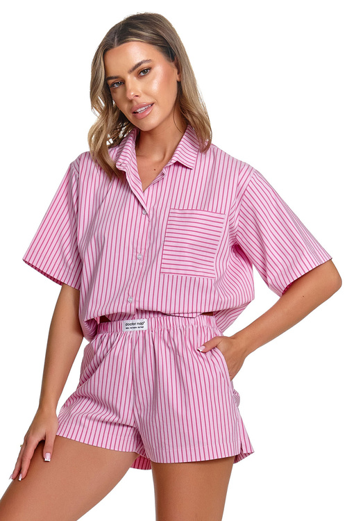 Doctor Nap PM.7425 piżama damska krótki rękaw guziki miami pink