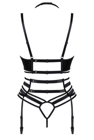 Komplet biustonosz + stringi + pas do pończoch Beauty Night Joanna set BN6685 black