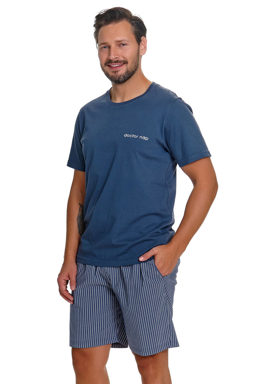 Doctor Nap PMB.7424 piżama męska bawełniana krótka denim blue