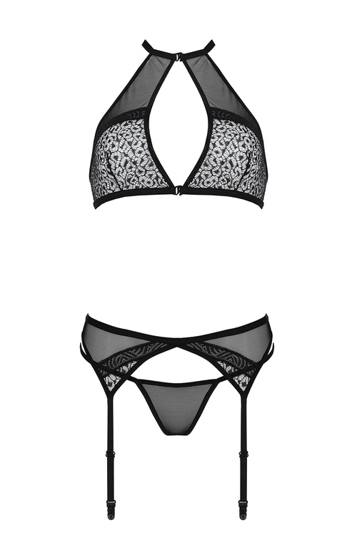 Passion Satara set Nocna komplet biustonosz + stringi, black
