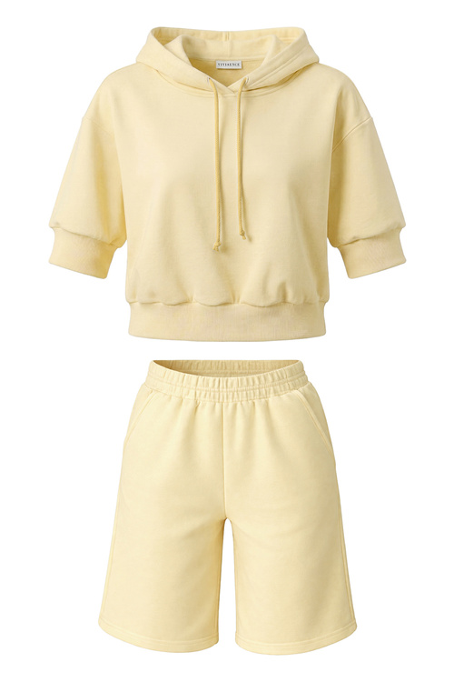 Vivisence 9210kmpl komplet szorty i bluza z kapturem bananowy