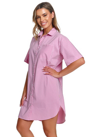 Doctor Nap TM.7427 koszula nocna rozpinana krótki rękaw miami pink