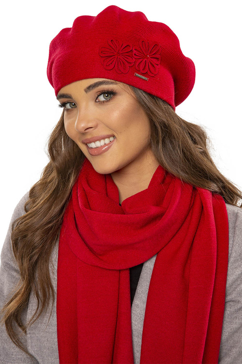 Vivisence 7007Kmpl Komplet beret+szalik, czerwony