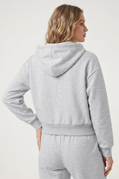 Vivisence 9009 bluza rozpinana z kapturem krótki fason szary melanż