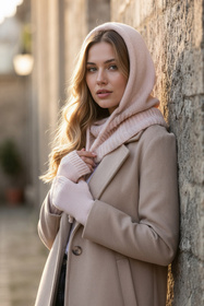 Kaptur balaclava Vivisence 70110 pudrowy róż