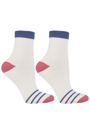 Moraj CSL200-922 skarpety za kostkę bawełniane patt 2-biały/róż/granat