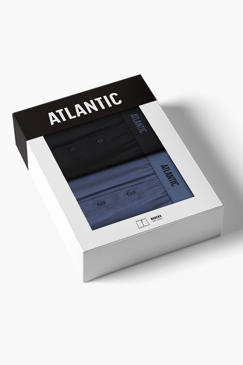 Atlantic 2MBX-0255 bokserki męskie 2-pack luźny krój, czarny/denim