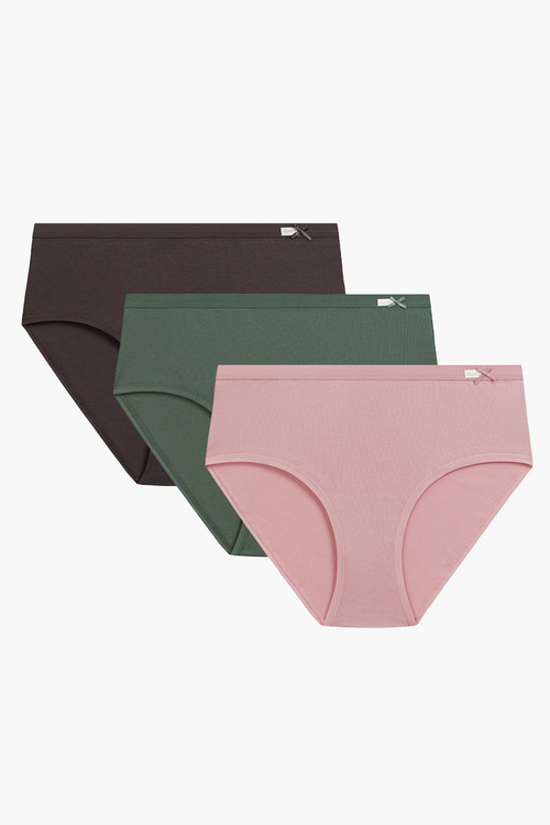 Atlantic 3CLP-004 3-pack Majtki figi, brąz/róż/zielony