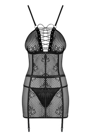 Obsessive Basitta chemise Nocna komplet koszulka + stringi, czarny