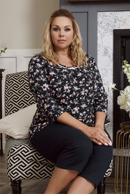 Italian Fashion Bergenia r.3/4 sp.3/4 Nocna piżama, druk/c.granat