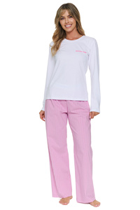 Doctor Nap PM.7521 Piżama damska bawełniana długi rękaw, miami pink