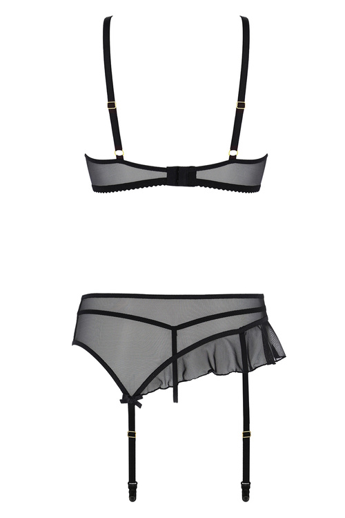 Komplet biustonosz + stringi + pas do pończoch Casmir Kitasana set black