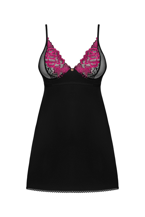 Nocna komplet koszulka + stringi Obsessive Rosenty chemise czarny
