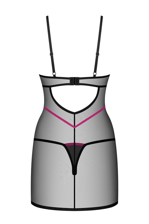 Komplet koszulka + stringi Obsessive Novenes chemise black